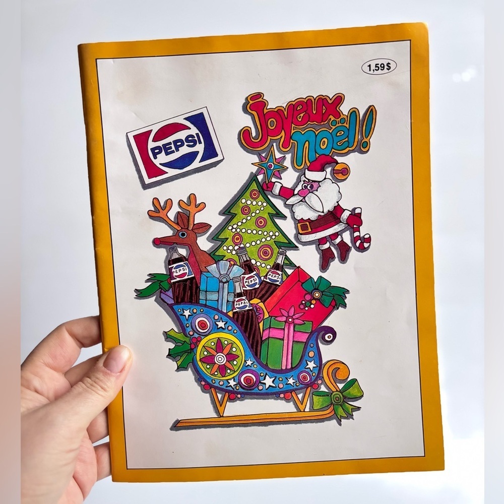 Rare Vintage Pepsi 7UP Joyeux Noël Coloring Book 1987 Multilingual Canada